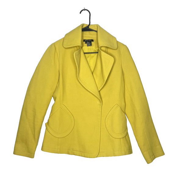 Etcetera Jackets & Blazers - Etcetera Blazer Yellow Cotton Wool Retro Mod Style Size 4